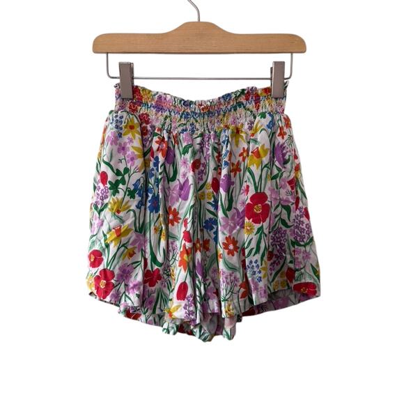 Mini Boden White Floral Print Loose Flowy Pull On Shorts Girl's Size 11-12 - Picture 1 of 7